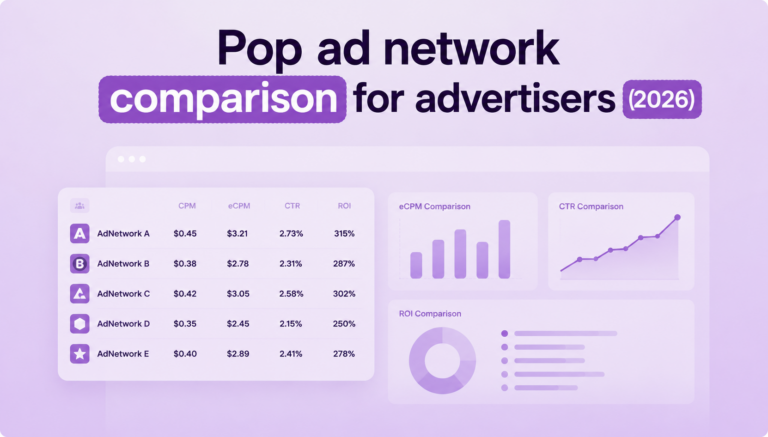 Pop ad network comparison for advertisers (2026)